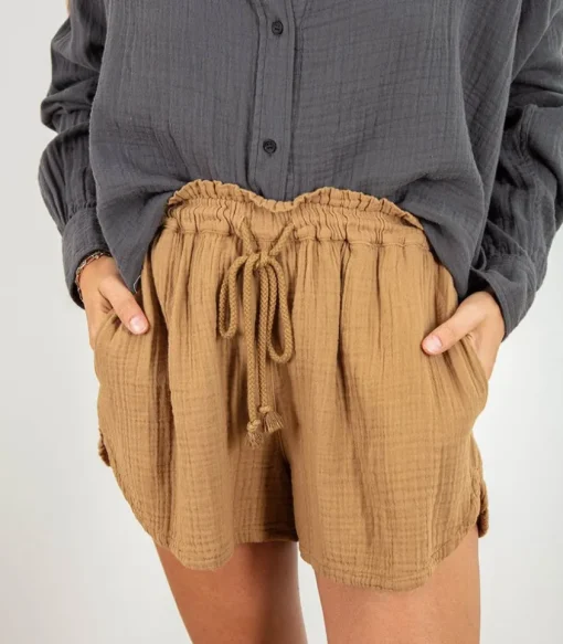 Short Starla En Gaze De Coton Khaki