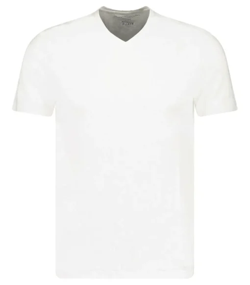 Tee-Shirt Homme Col V Manches Courtes Lin Blanc