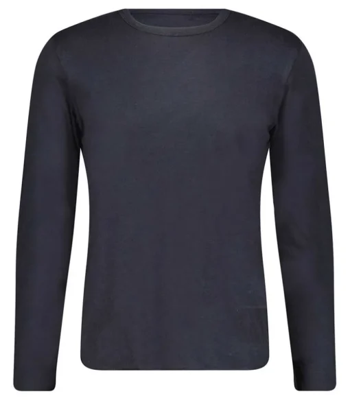 Tee-Shirt Manches Longues En Coton Et Soie Marine